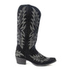 Midnight Trail Embroidered Leather Boots in Shadow Black