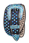 Kid Size Sparkle Crystal Leather Belt: Blue