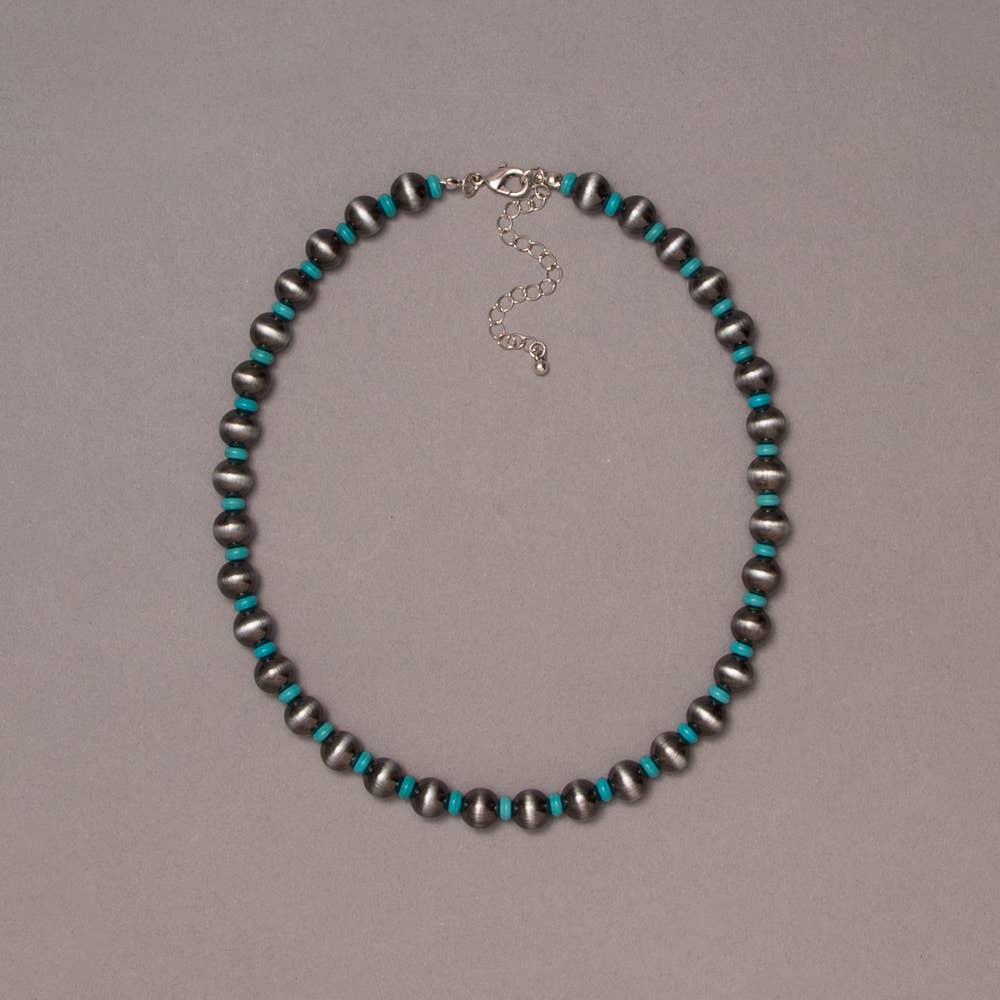 Western Bead Necklace With Turquoise Disc Spacers