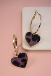 Heart print faux fur earring | : GOLD