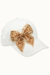 Bejeweled Bow Pearl Bling Glitz Ponytail Cap, Adjustable
