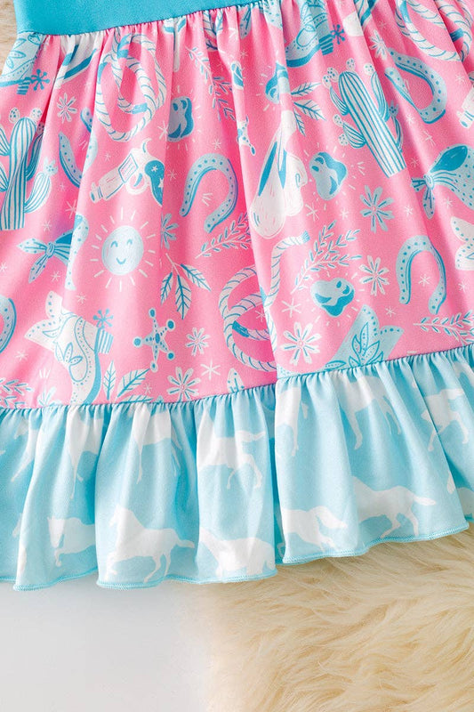 Western printed girls dress