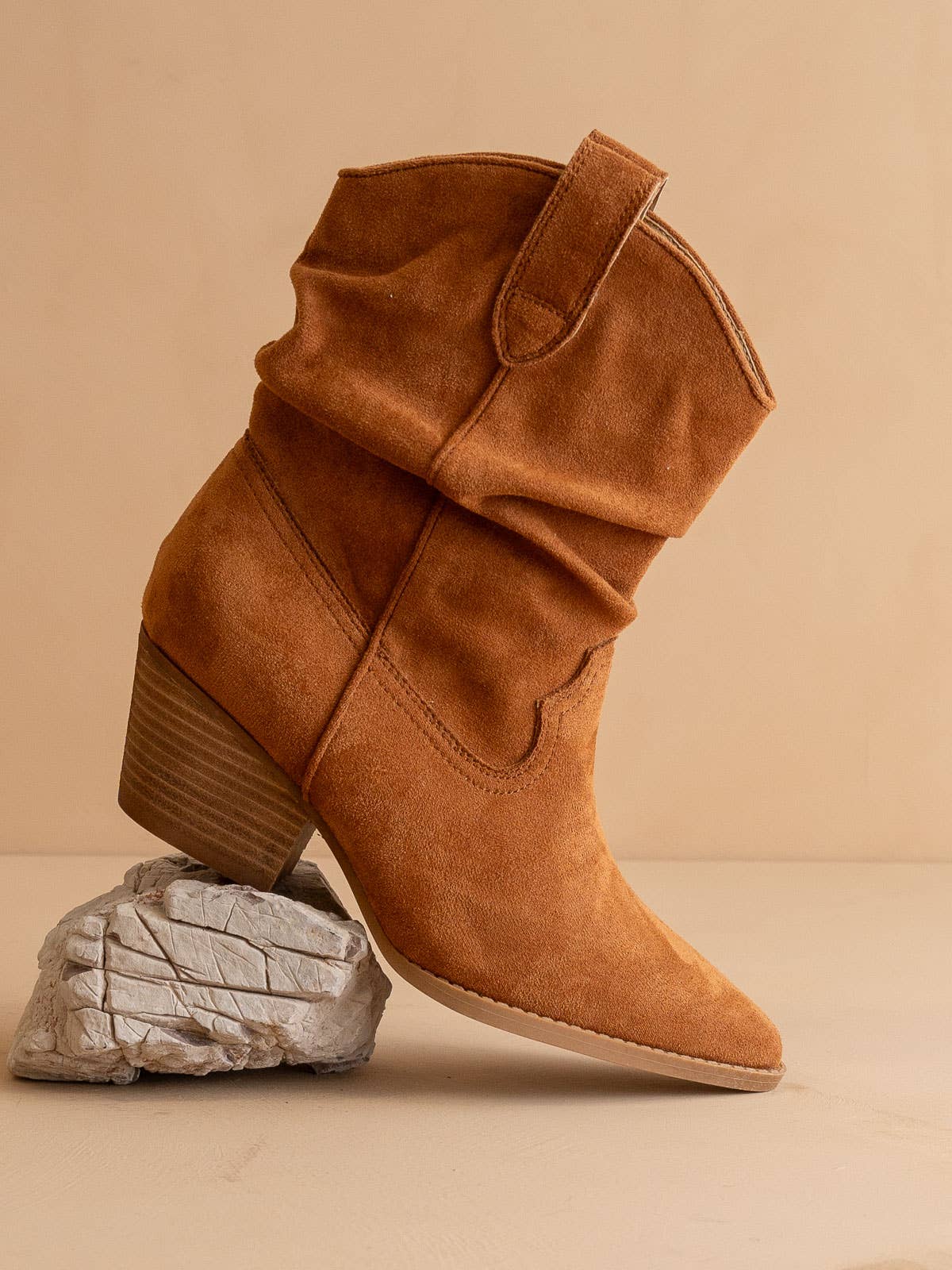 The Kit | Caramel Slouchy Western Bootie: CARAMEL