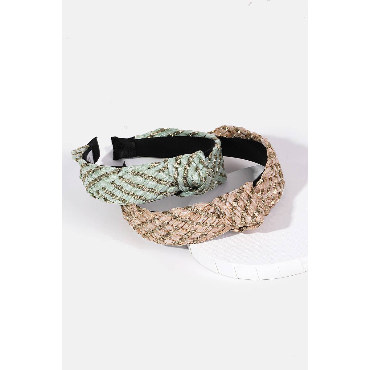Striped Braided Twist Headband Set: MULTI