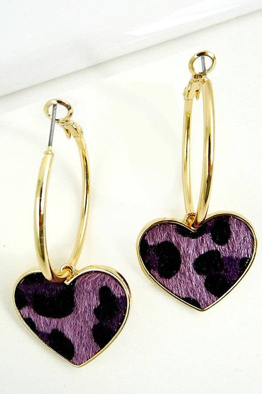 Heart print faux fur earring | : GOLD
