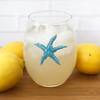 Blue Starfish Jeweled Stemless Wine Glass