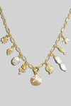 Rose And Sea Life Charms Chain Necklace