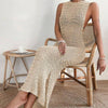 Solid Color Hollow Out Sexy Split Swim Cover Up DPSW1213