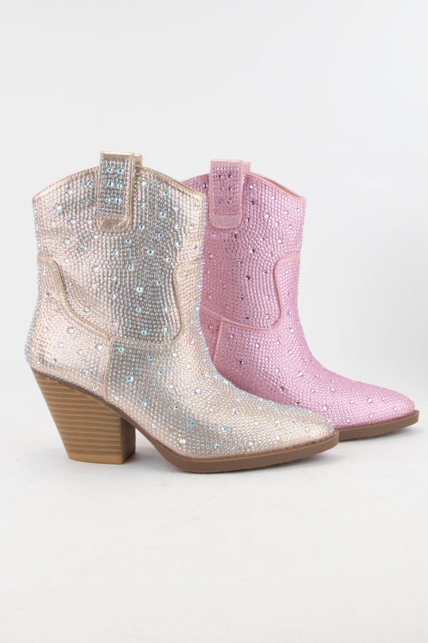 BEDAZZLED GLAM WESTERN ANKLE BOOTS
