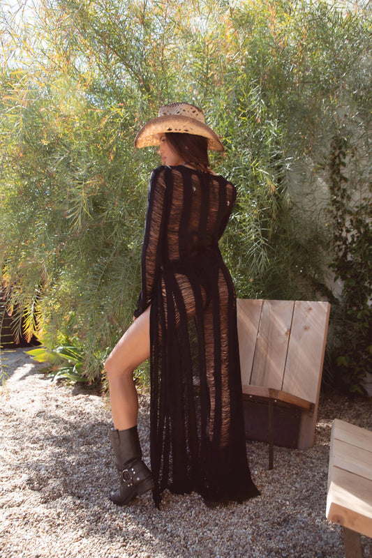 BREEZE Distressed Ladder Knit Cover Up