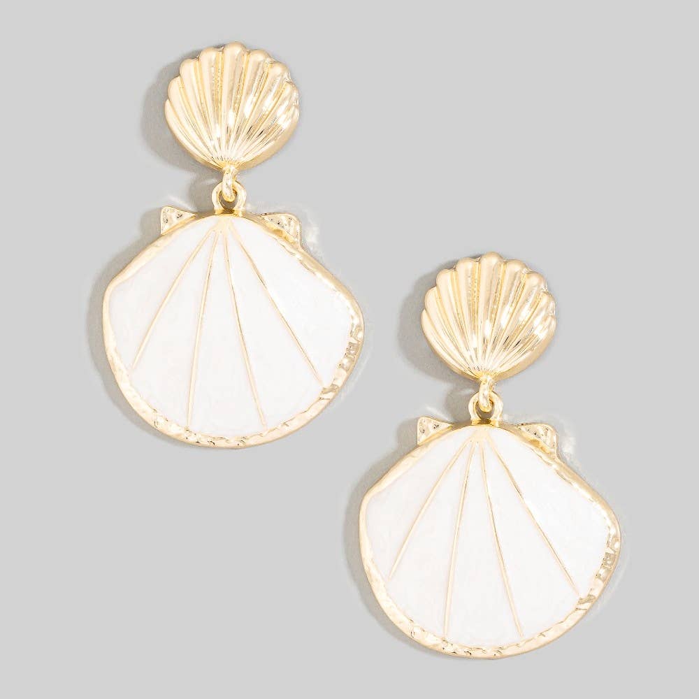Enamel Double Seashell Drop Earrings: TQ