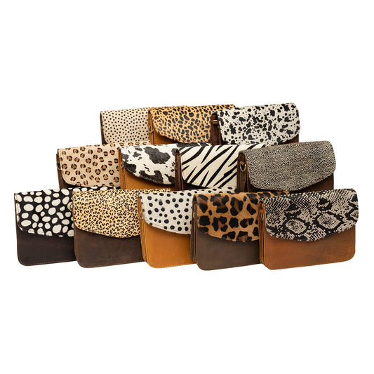 Cowhide Accordion Envelope Purse: NATURAL