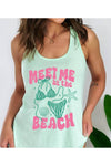 Meet Me At The Beach Graphic Racerback Tank: MINT / S