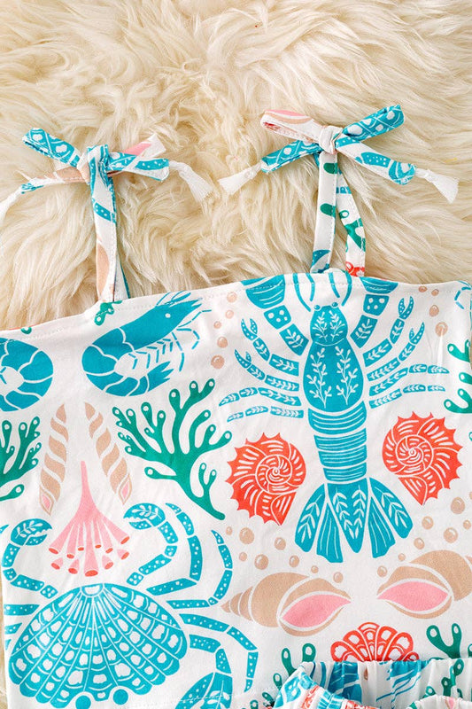 sweet sea printed girls Outfit