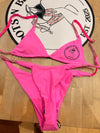 Logo Rhinestone Strap Bikini