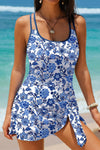 Sky Blue Crossed Back Floral Print swim dress