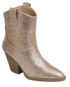 Rhinestone Western Booties: Rose Gold