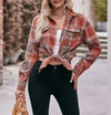Women's Casual Fashion Oversized Loose Plaid Shirt Caramel / 100%Polyester.