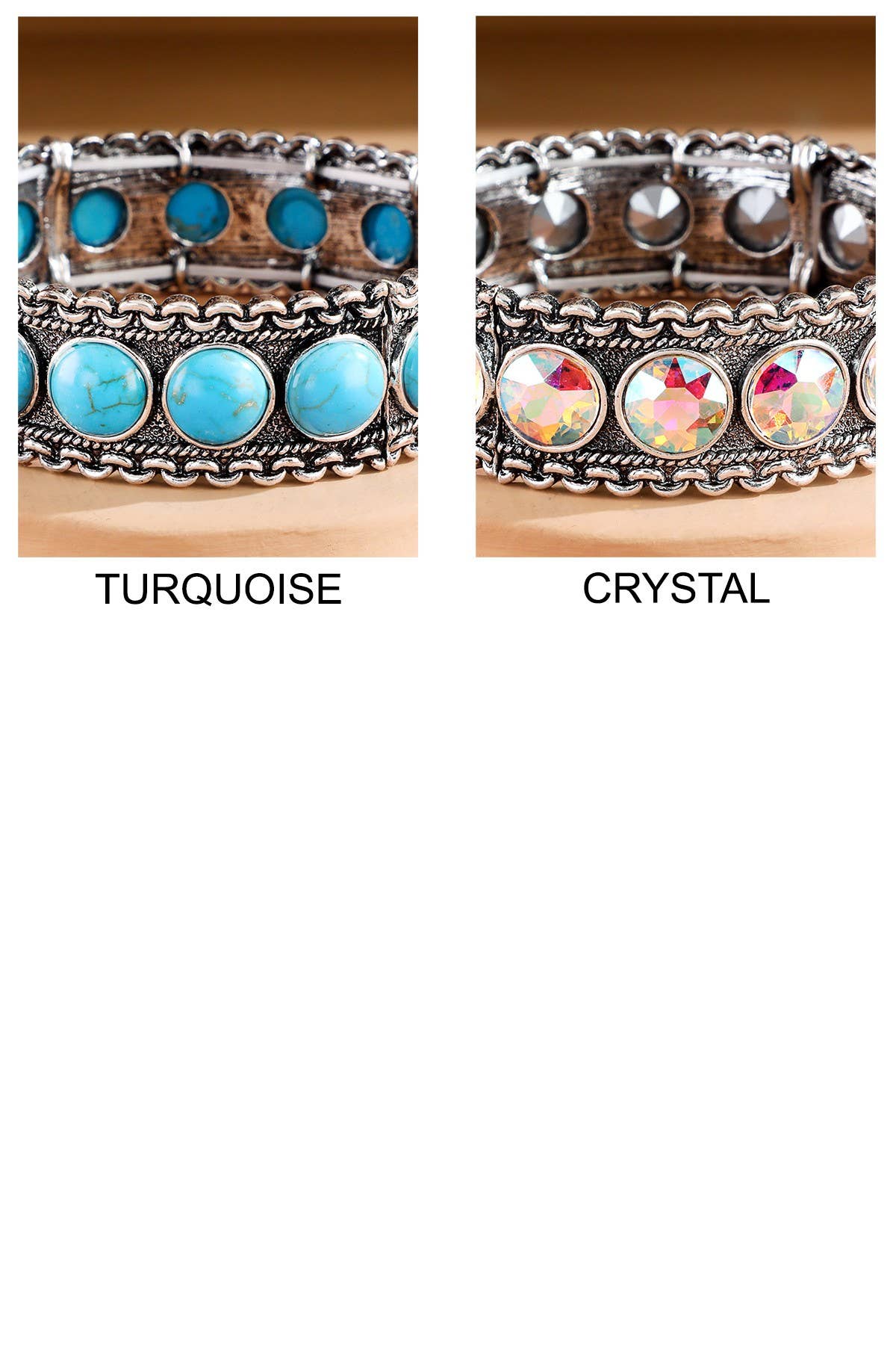 Western Chain Glass Stone Bracelet: SBAB-CRYSTAL
