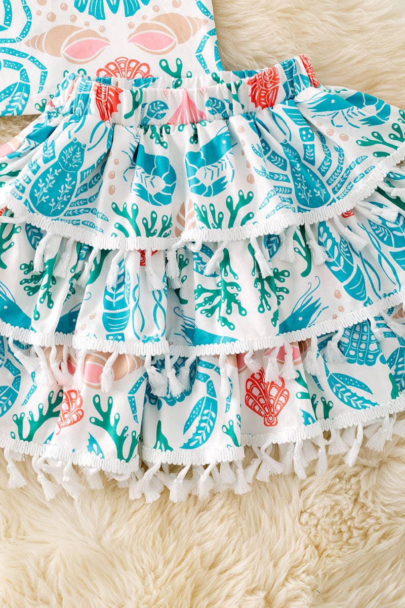 sweet sea printed girls Outfit