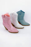 BEDAZZLED GLAM WESTERN ANKLE BOOTS