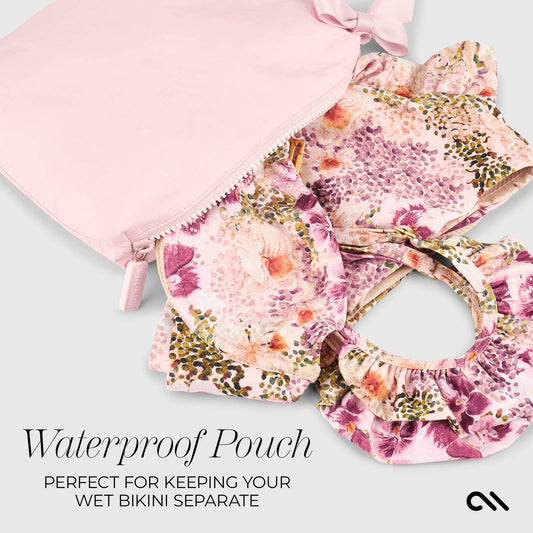 Special Edition Ballet Pink Bow Waterproof Beach Zip Pouch