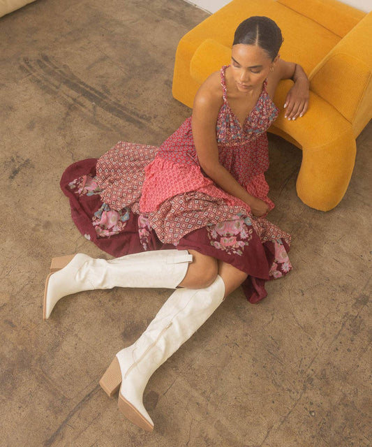 The Astrid White | Knee High Cowboy Western Boot