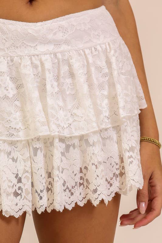 Lace Ruffle Mini Skort