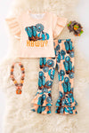 "Howdy" Ivory long sleeve top and western double layer bottoms. OFG51890