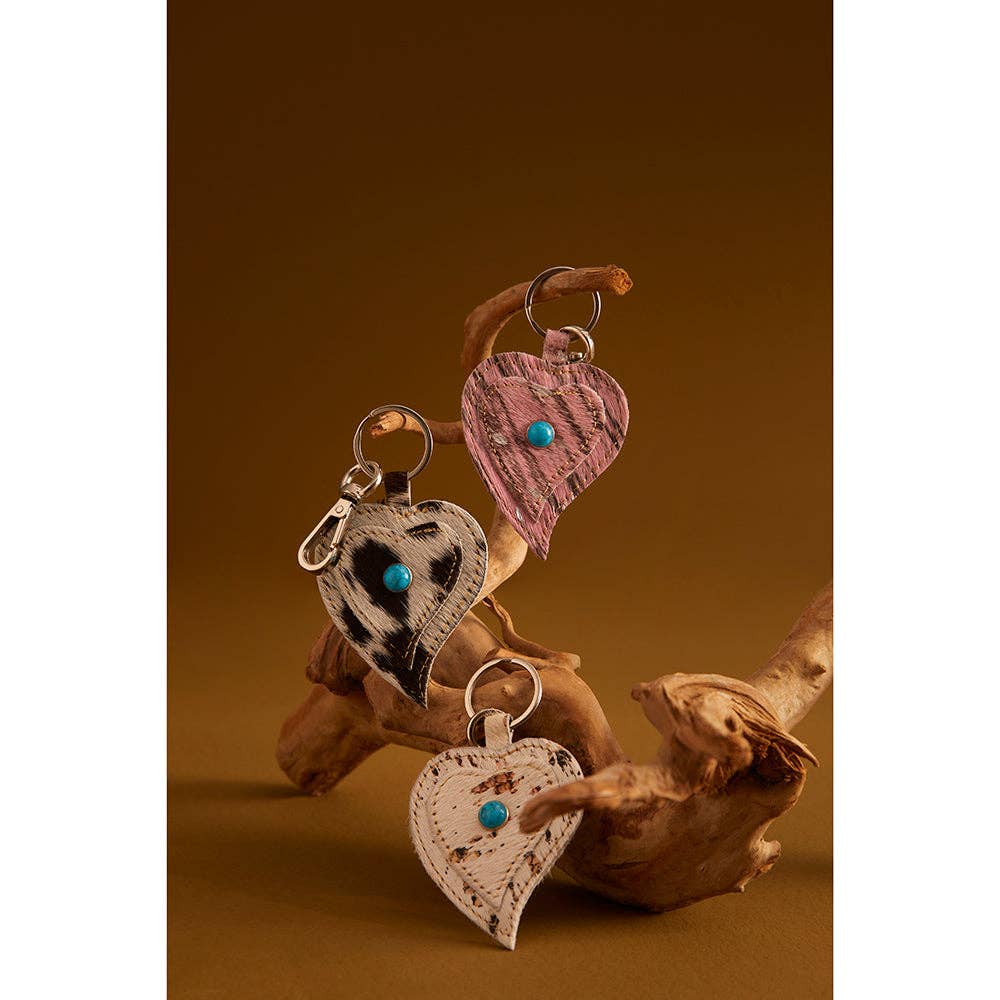 Heart's Love Key Fob in cow hide