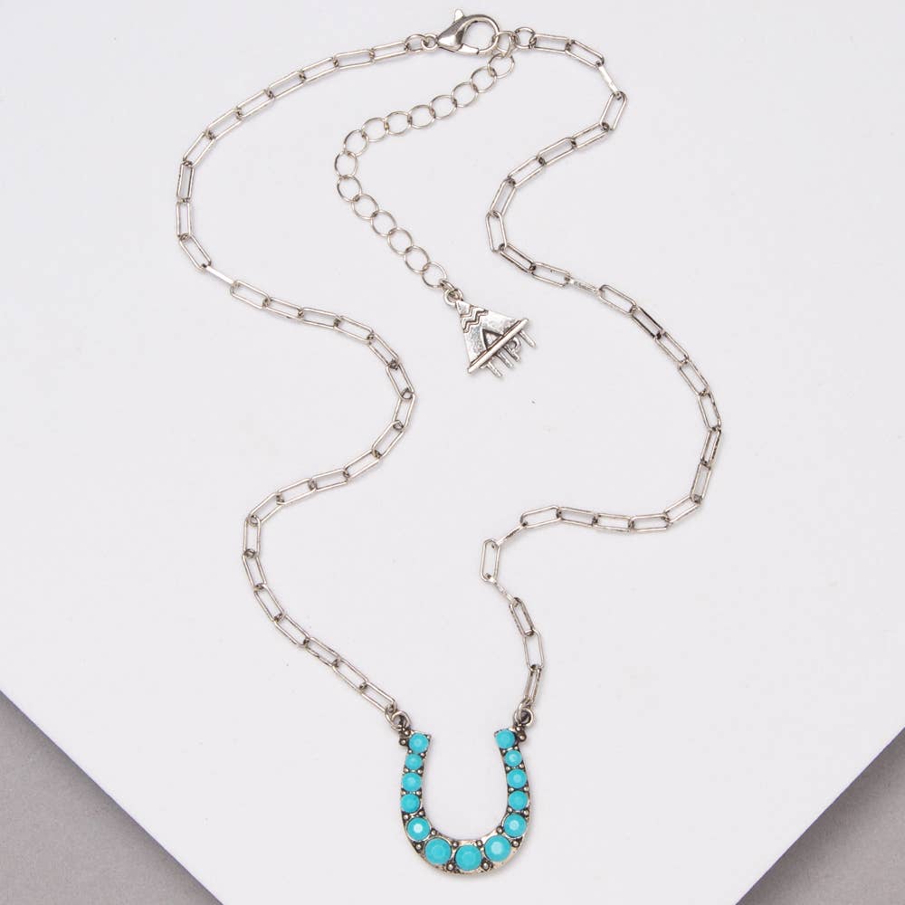 Turquoise Horseshoe Pendant Necklace