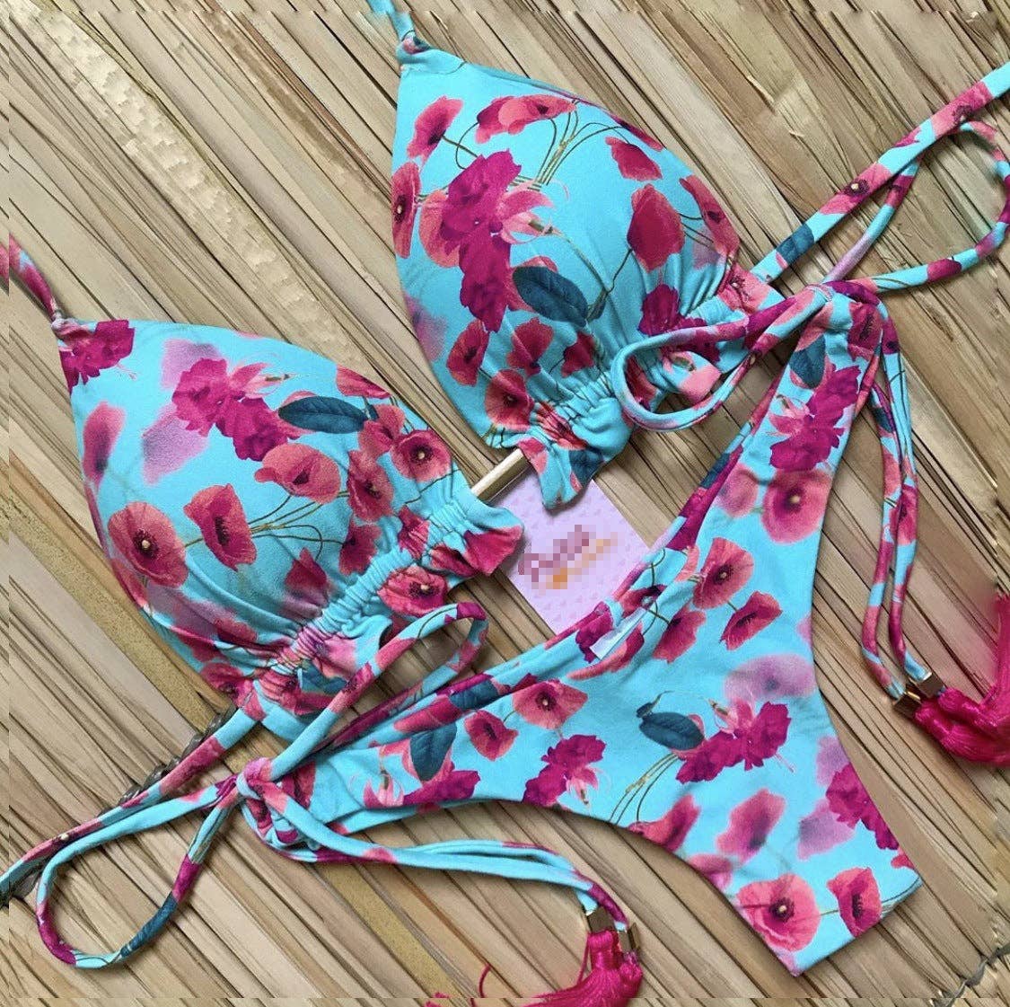 Ladies Backless Braided Rope Lace Up Bikini Set 5226: 5213