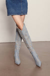 VERONICA CHIC EMBROIDERED LONG DENIM WESTERN BOOTS: DENIM / B12