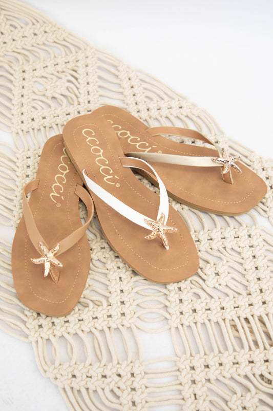 MISTY GOLDEN STARFISH DECOR THONG STRAP SANDAL