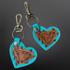Turquoise Tooled Leather Heart Western Keychain