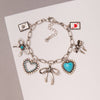 Multi-Charm with Heart and Bows Bracelet
