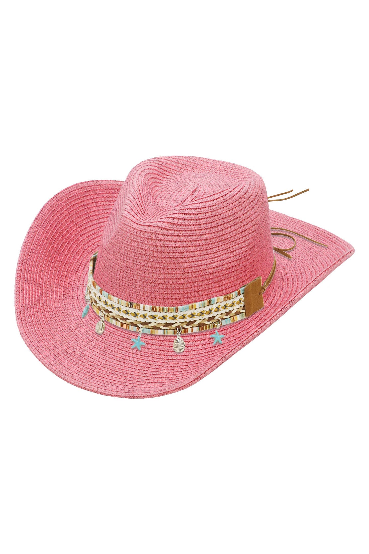 Blue Starfish Straw Coastal Cowgirl Hat: TAN / ONE SIZE