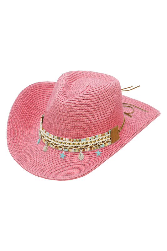 Blue Starfish Straw Coastal Cowgirl Hat