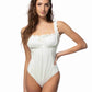 623133-SOLID EYELET ONE PIECE RUFFLE TRIM SWIMSUIT