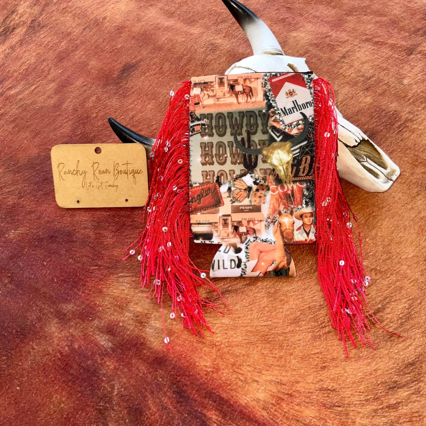 Western Graphic Slim & Regular Fringe Koozie: The World Needs More Cowboys / Slim