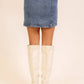 Stretchy Button Down Denim Skirt