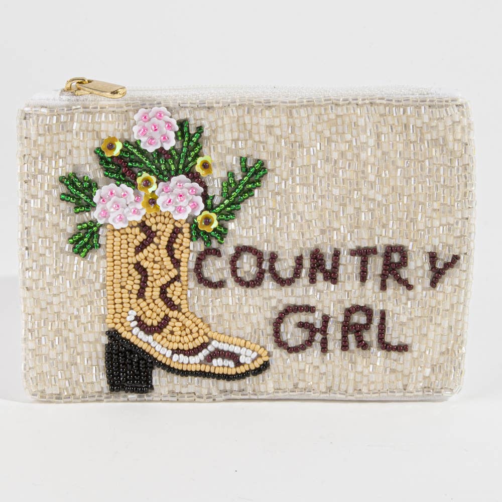Country Girl Cowboy Boot Beaded Pouch