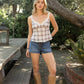 Plaid Lace Bow Top