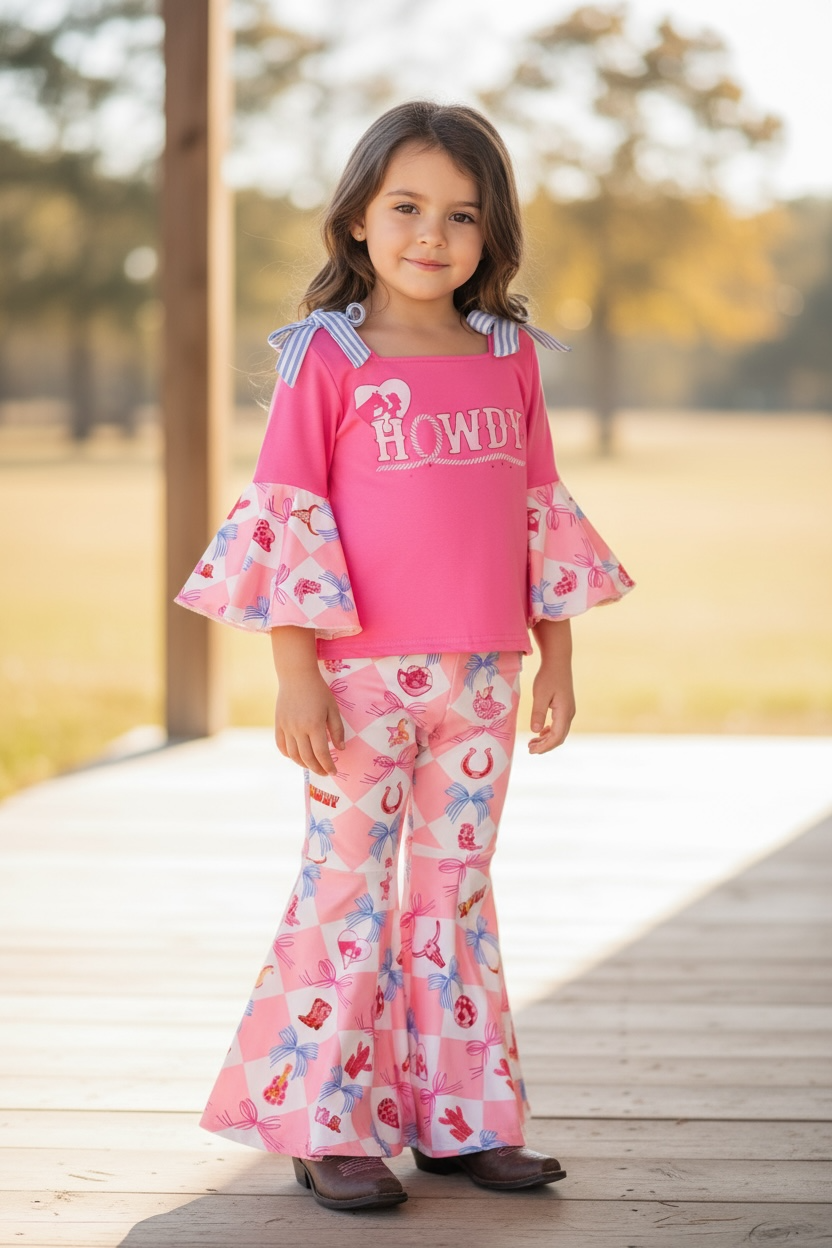 Howdy bell sleeve top and bell bottoms. OFG53462