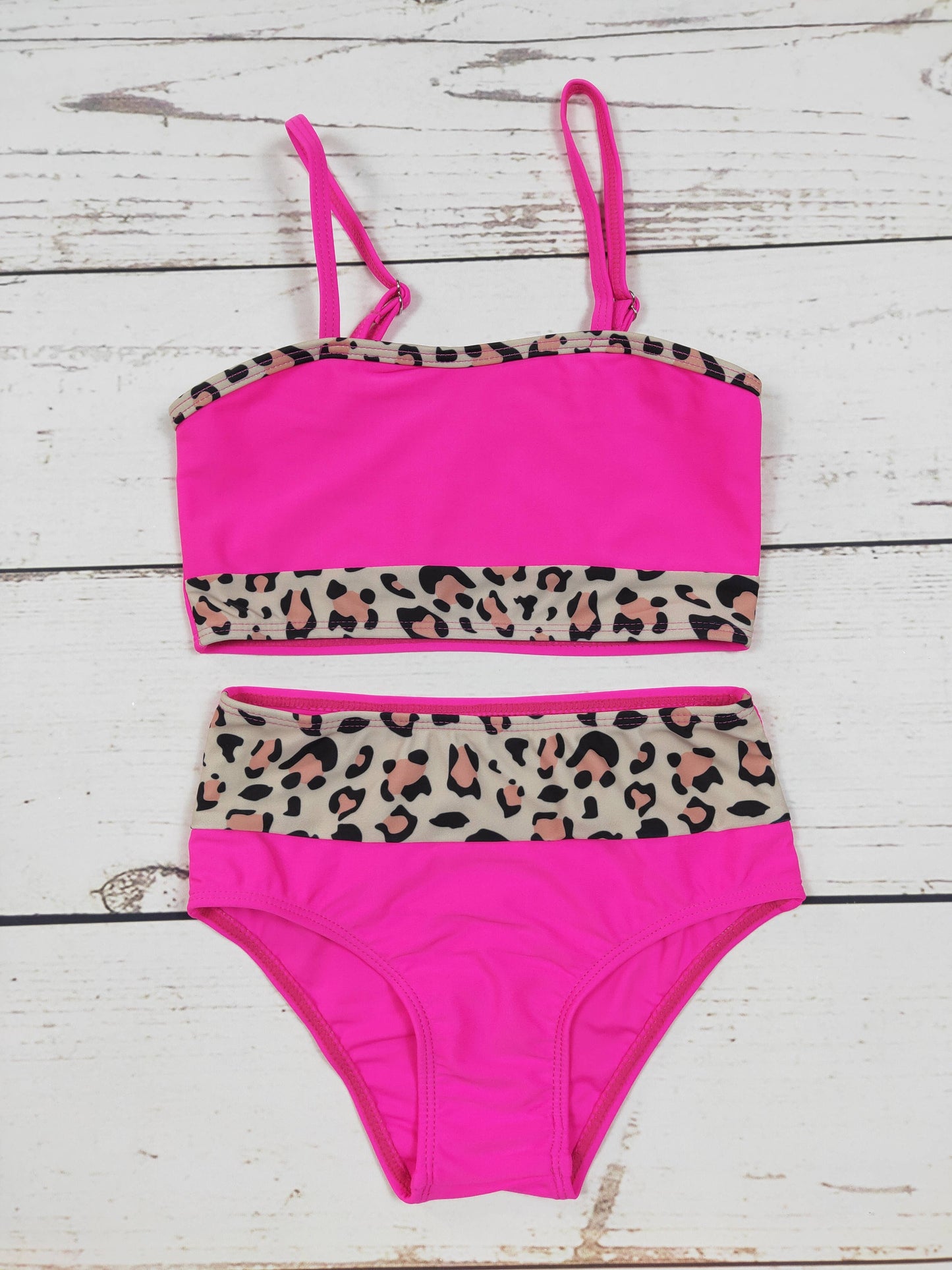 Cheetah Two Piece Girls Summer Swim Set