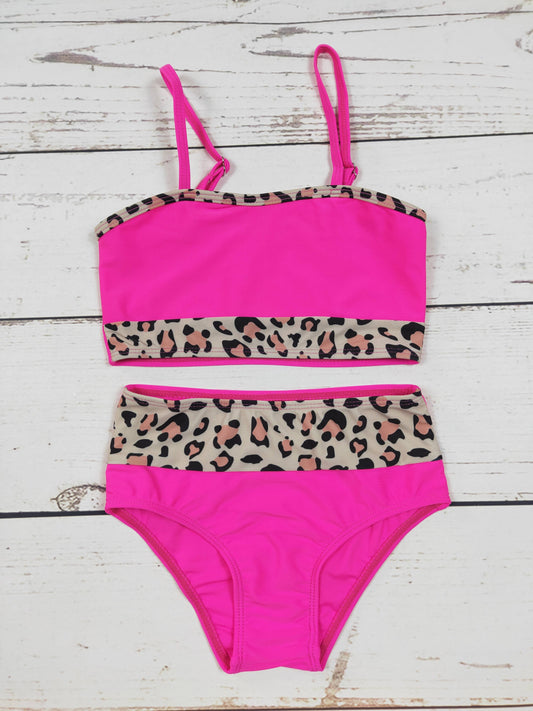 Cheetah Two Piece Girls Summer Swim Set