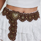 Bohemian Vintage Bronze Detail Heart Connected PU Belt: