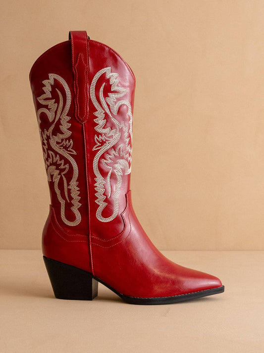 The Amaya | Cherry Classic Western Boot: CHERRY