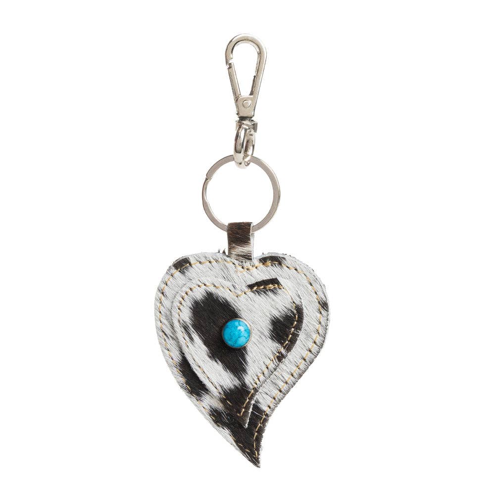 Heart's Love Key Fob in cow hide