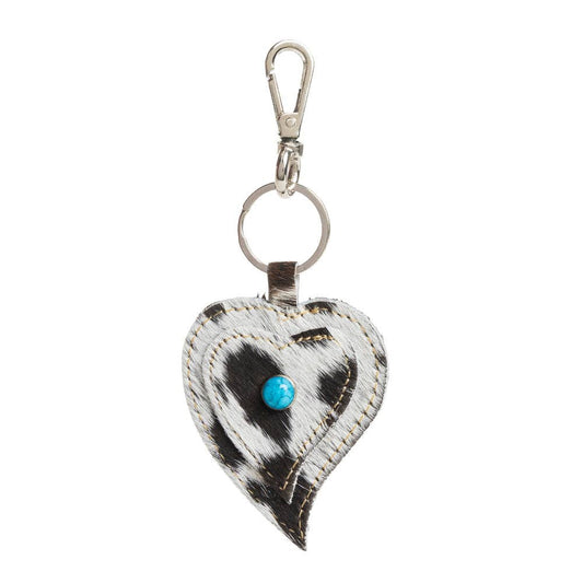 Heart's Love Key Fob in cow hide